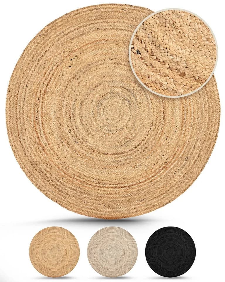 CARPETFINE Nele Juteteppich Rund Beige Naturfaser Wendeteppich - Bild 2