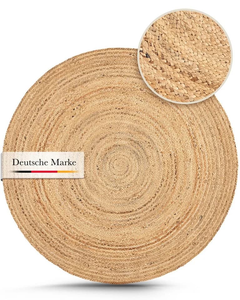 CARPETFINE Nele Juteteppich Rund Beige Naturfaser Wendeteppich - Bild 3