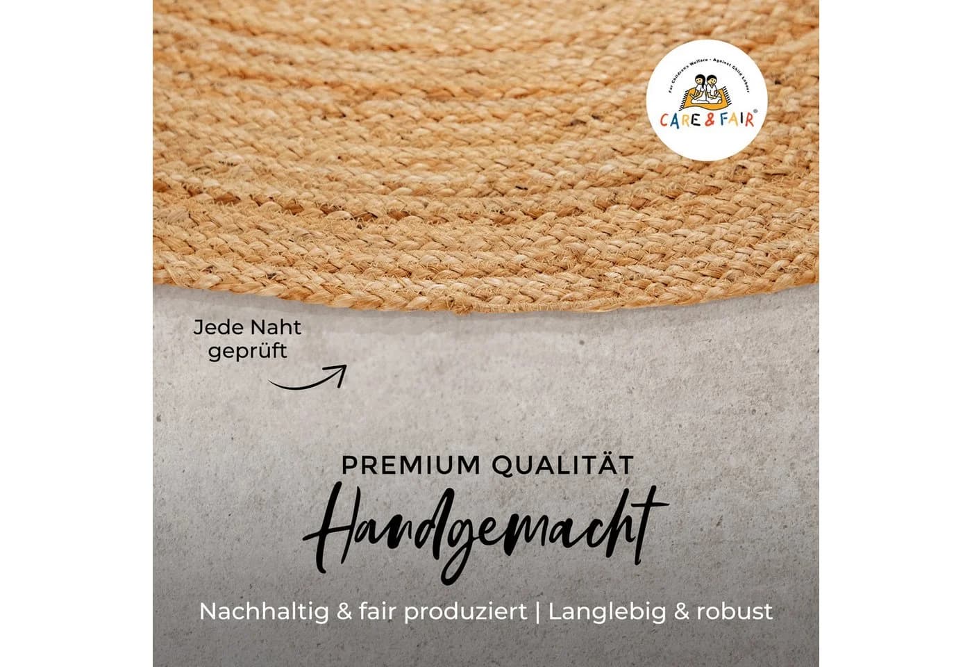 CARPETFINE Nele Juteteppich Rund Beige Naturfaser Wendeteppich - Bild 5