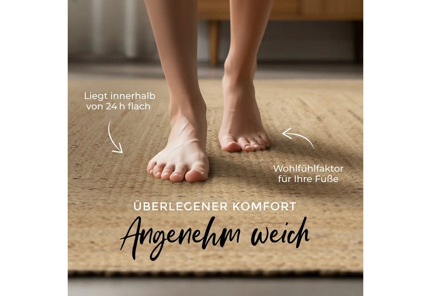 Carpetfine Nele Juteteppich Beige Natur Handgewebt Wendeteppich - Bild 4