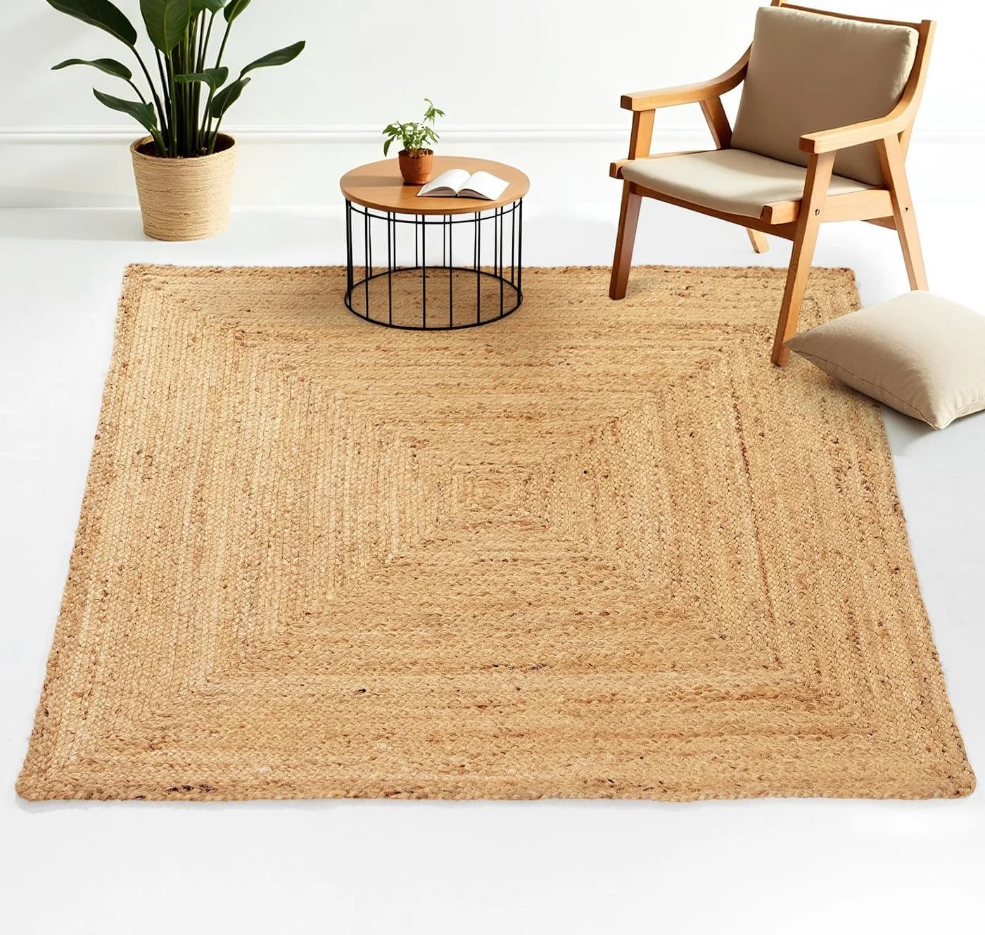 Carpetfine Nele Juteteppich Naturfaser Beige Quadratisch
