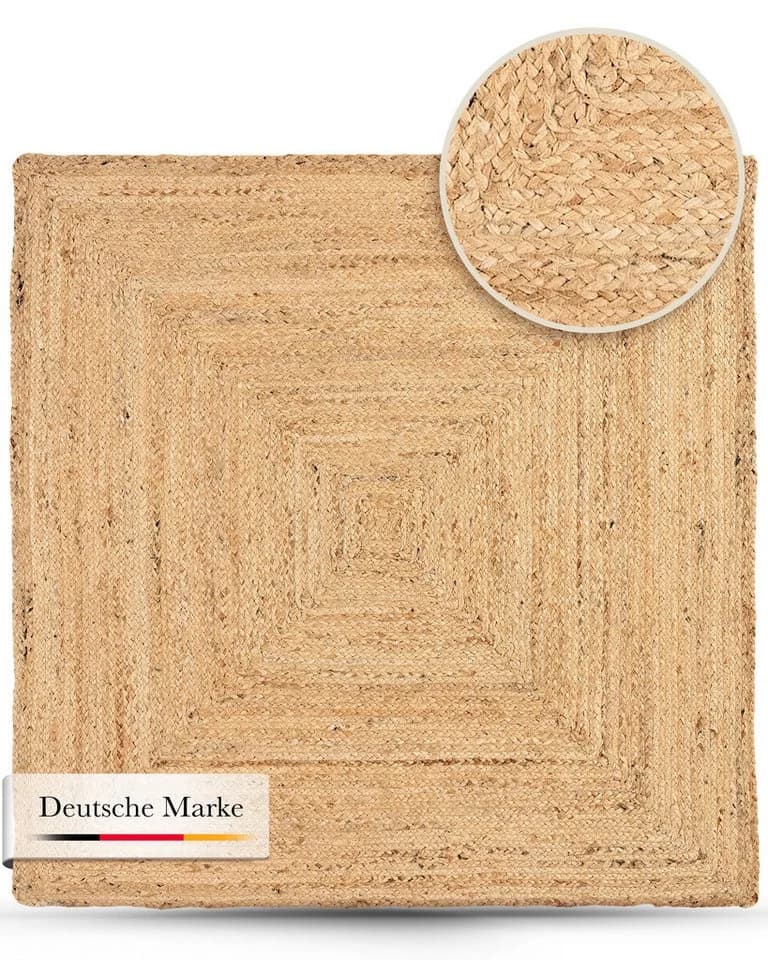 Carpetfine Nele Juteteppich Naturfaser Beige Quadratisch - Bild 3