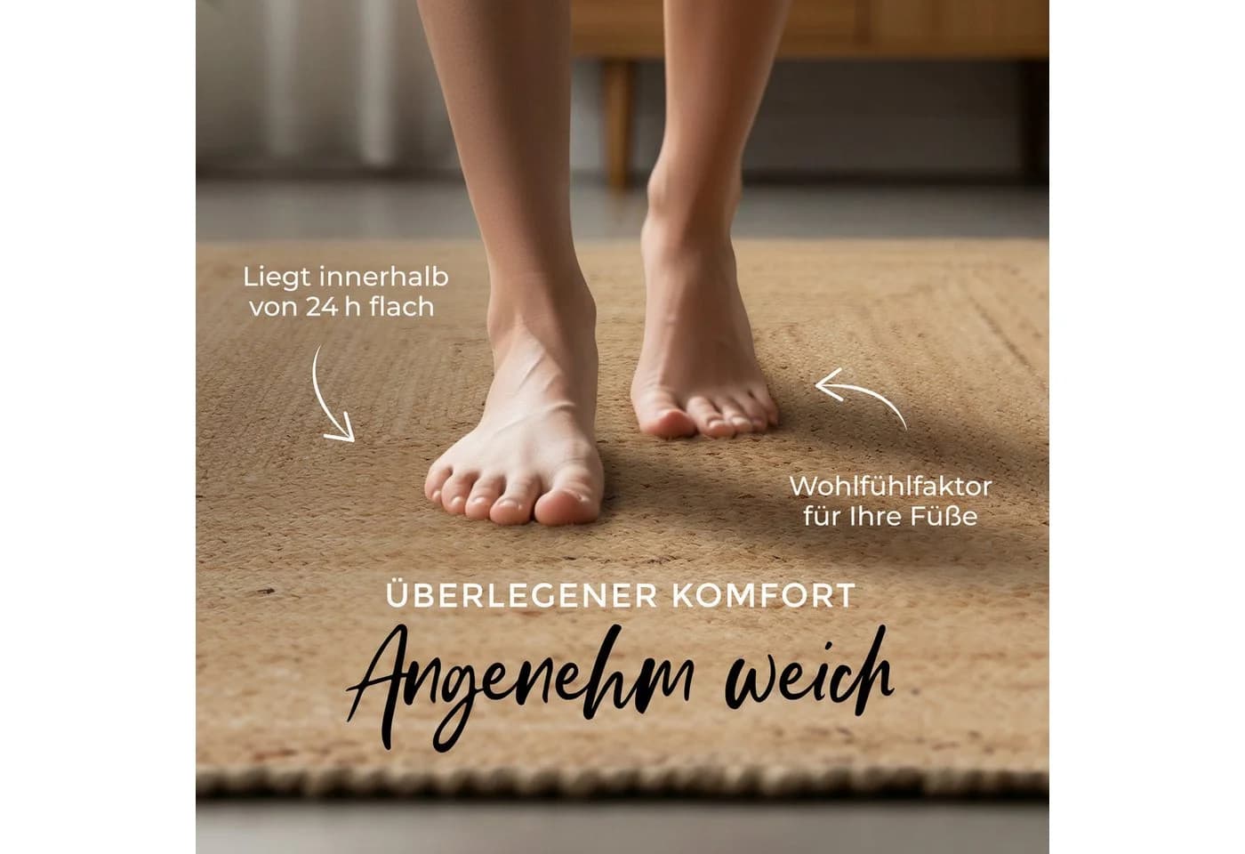 Carpetfine Nele Juteteppich Naturfaser Beige Quadratisch - Bild 4
