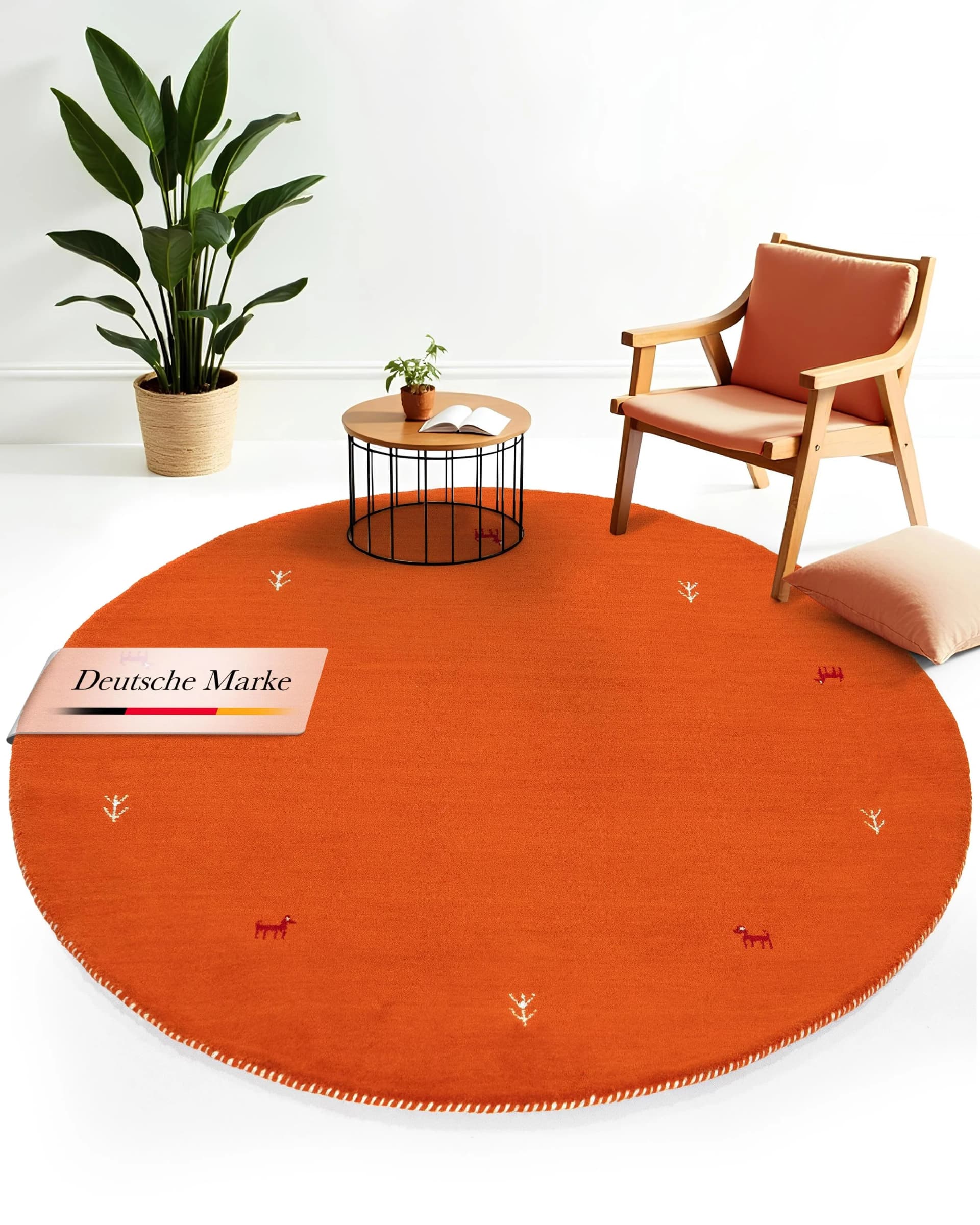 Handgewebter Wollteppich im Gabbeh-Stil mit Tiermotiv
