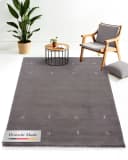 CARPETFINE Wollteppich Gabbeh Uni Grau Handgewebt Bild 2