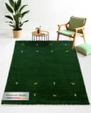 CARPETFINE Wollteppich Gabbeh Uni Grün Handgewebt Orientalisch Bild 2