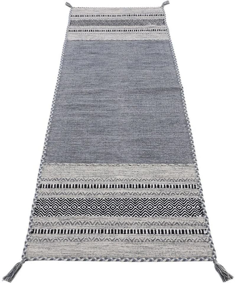 carpetfine Kelim Azizi Teppich Baumwolle Wendeteppich mit Fransen