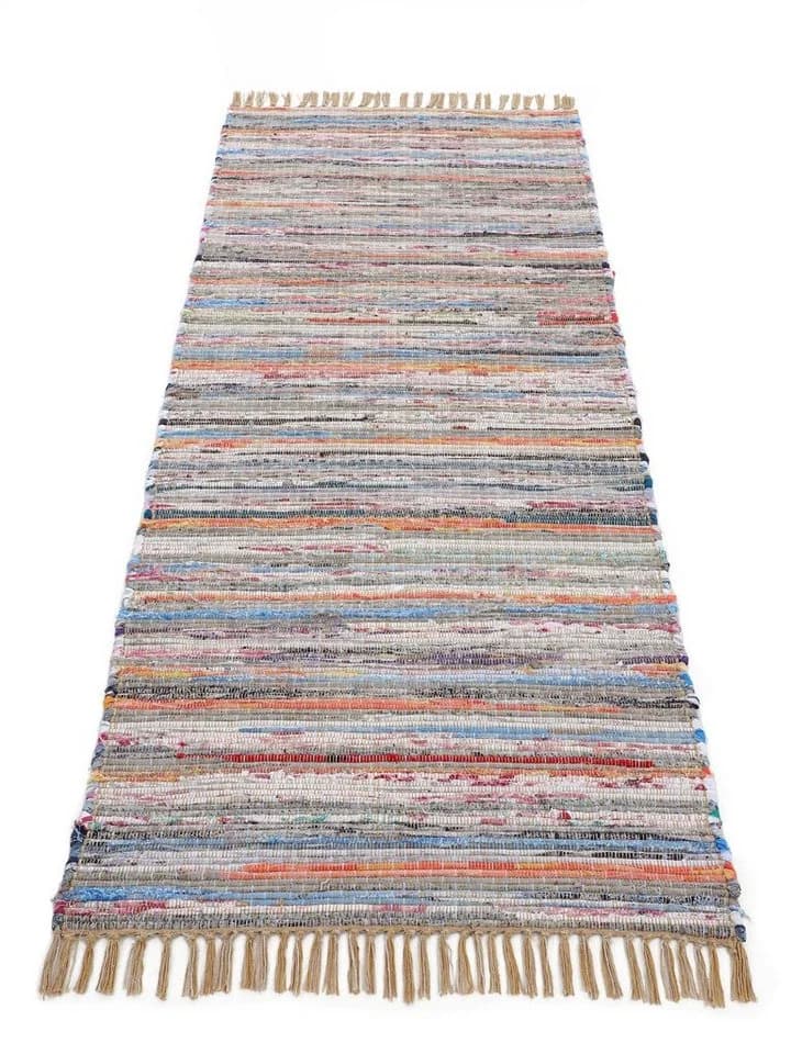 CARPETFINE Kelim Chindi Wendeteppich Taupe Handgewebt - Bild 2