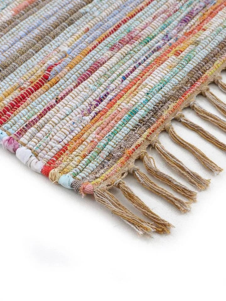 CARPETFINE Kelim Chindi Wendeteppich Taupe Handgewebt - Bild 5