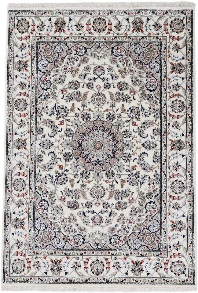 WOVEN ARTS Orientteppich Nain Handgeknüpft Creme Wolle - Bild 2