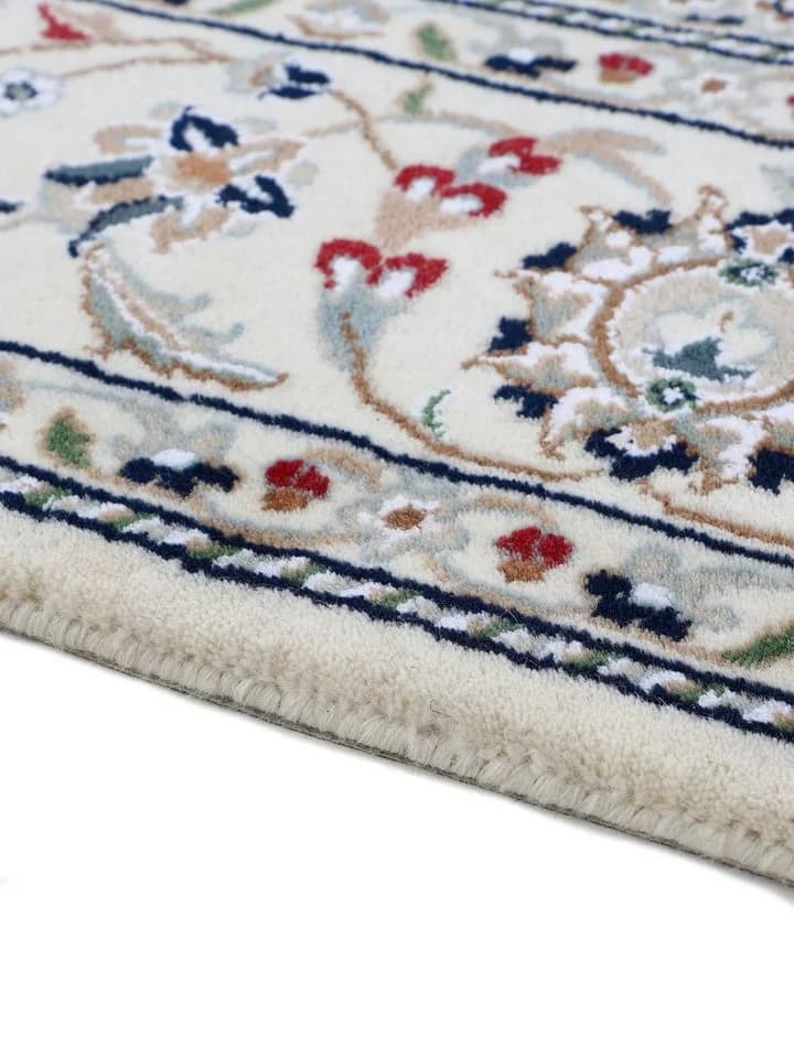 WOVEN ARTS Orientteppich Nain Handgeknüpft Creme Wolle - Bild 5