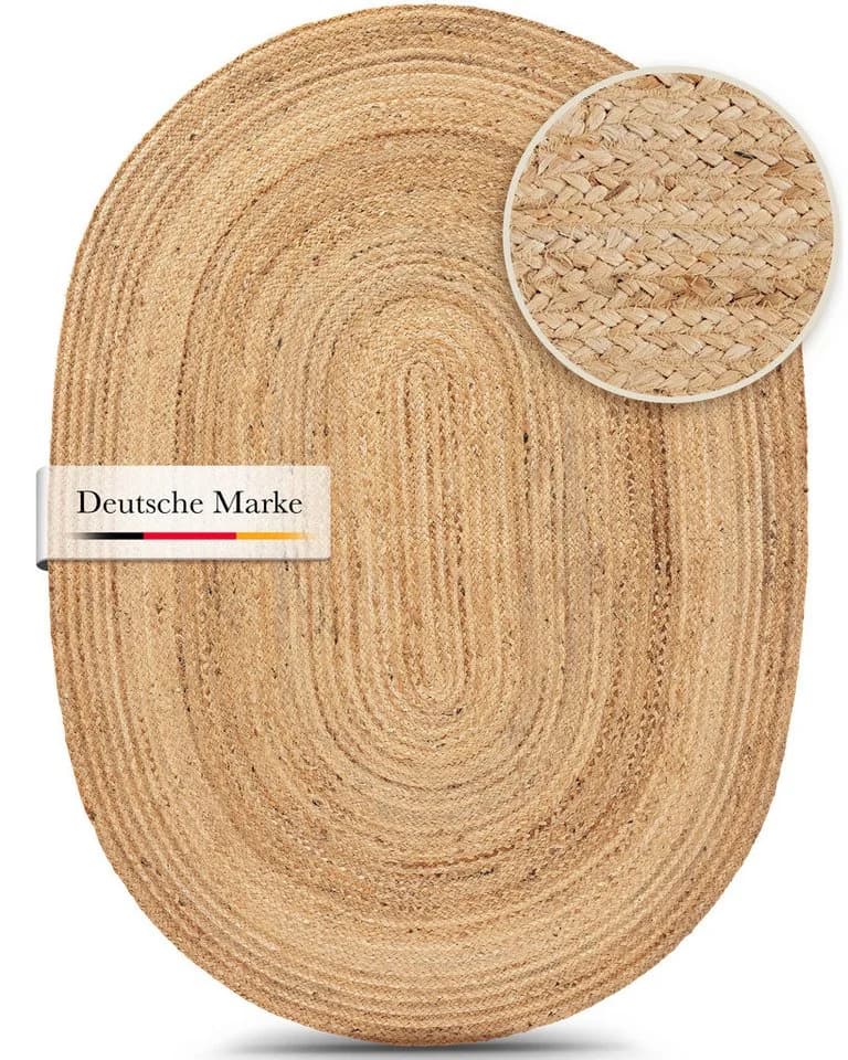 CARPETFINE Nele Juteteppich Beige Handgewebt Wendeteppich - Bild 3