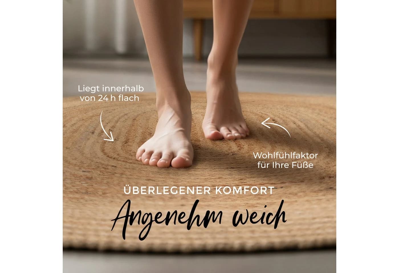 CARPETFINE Nele Juteteppich Beige Handgewebt Wendeteppich - Bild 5
