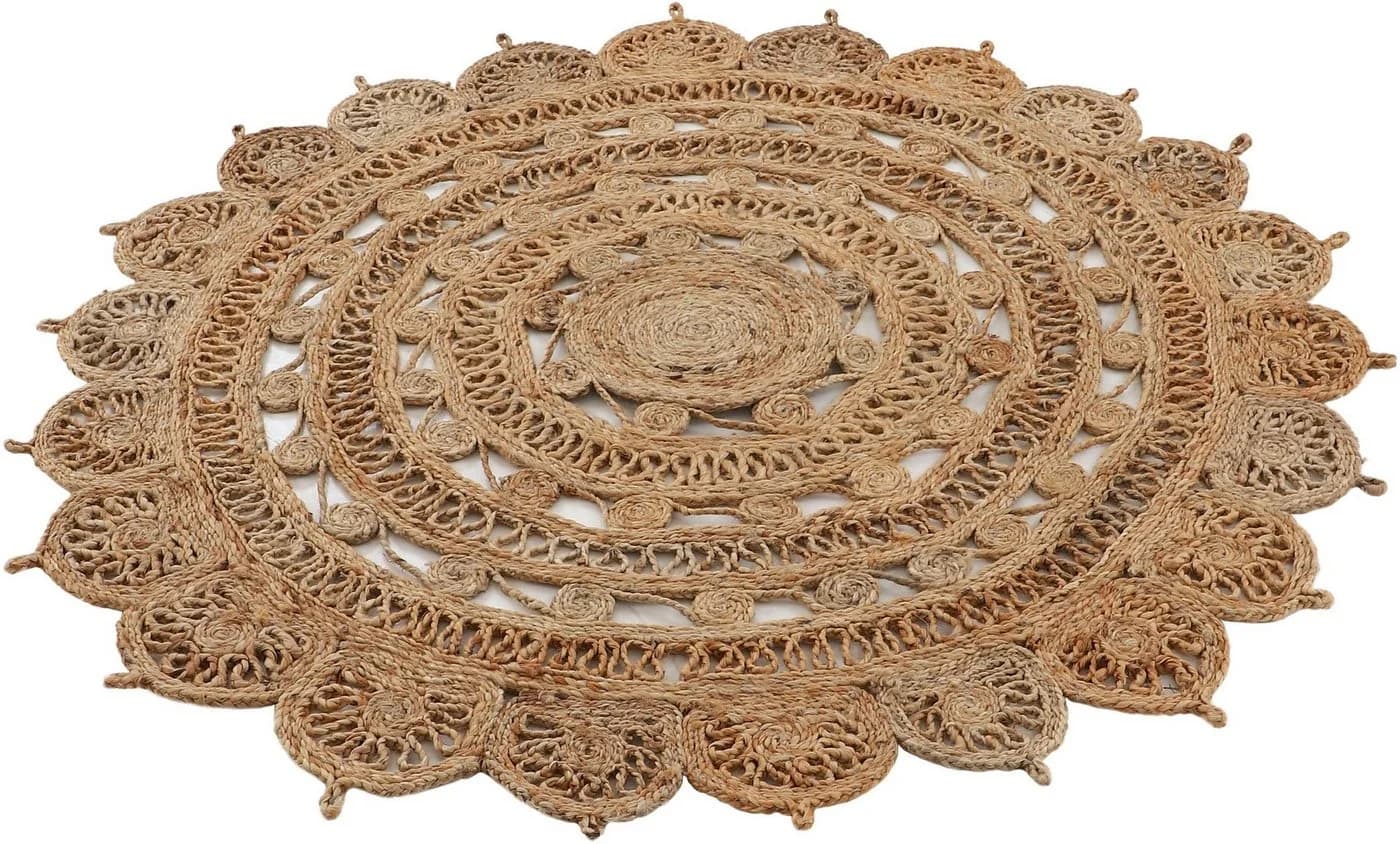 CARPETFINE Cate Juteteppich Naturfaser Beige Rund 150cm