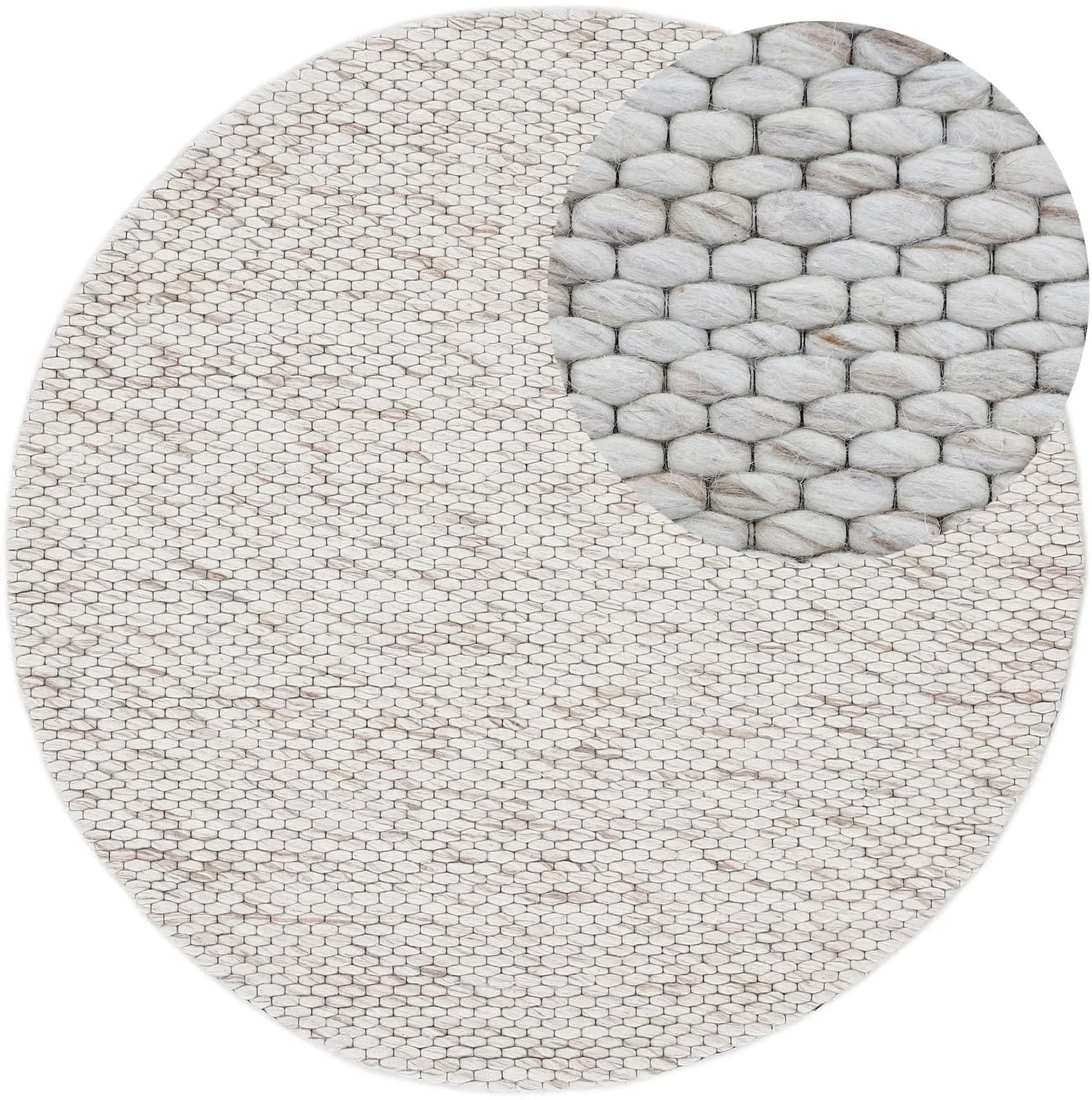 CARPETFINE Wollteppich Sina Beige Handgewebt Rund 120cm
