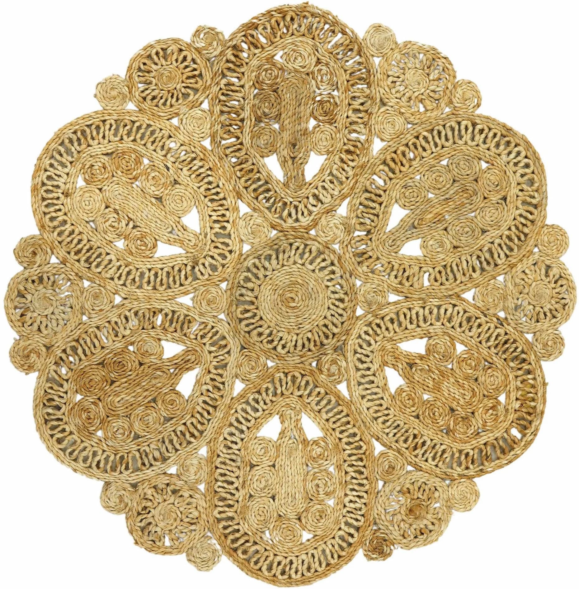 CarpetFine Juteteppich Liam Beige Natur Handgewebt Boho Style