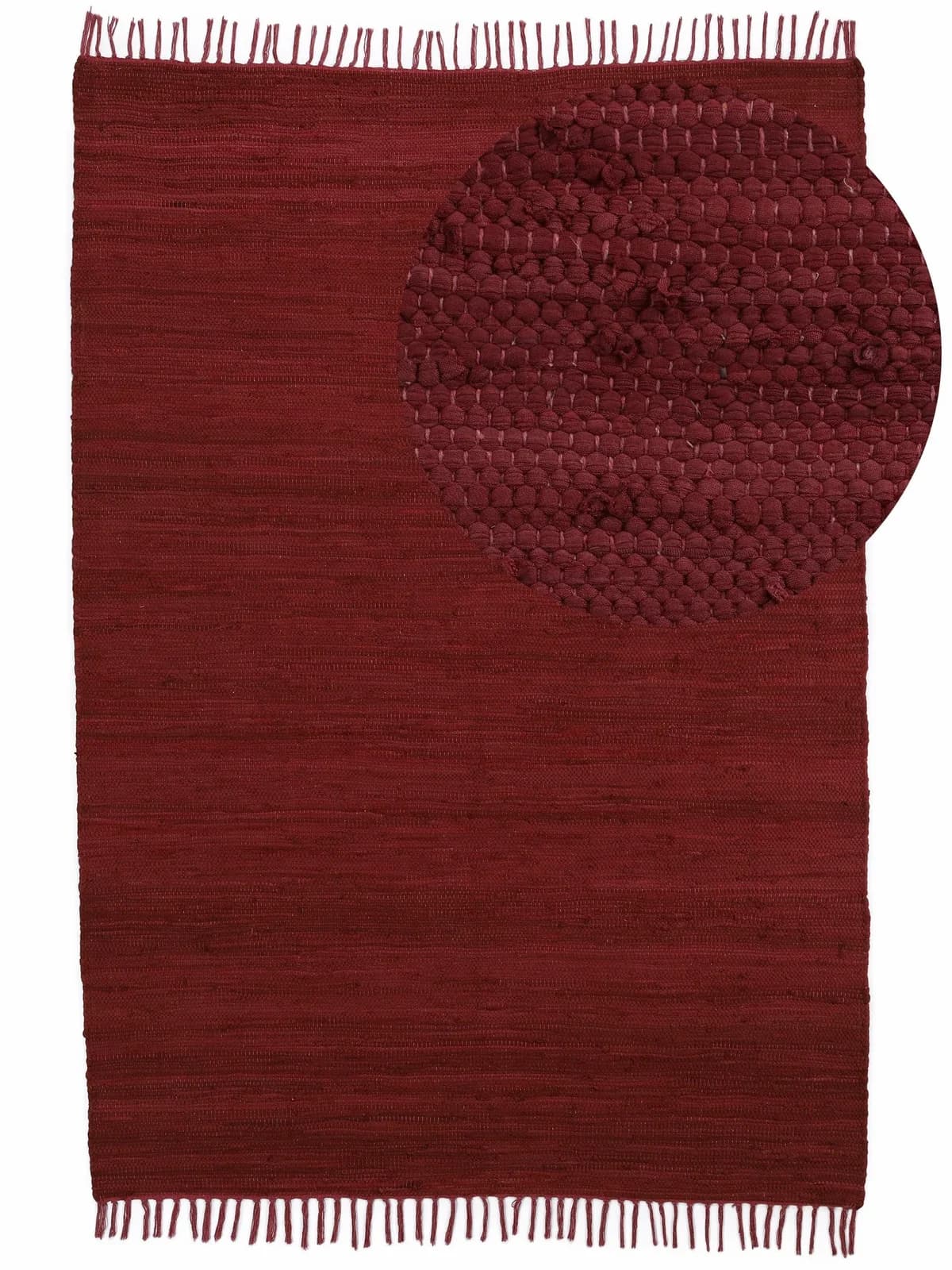 CARPETFINE Kelim Chindi Uni Teppich Lila Handgewebt Wendeteppich