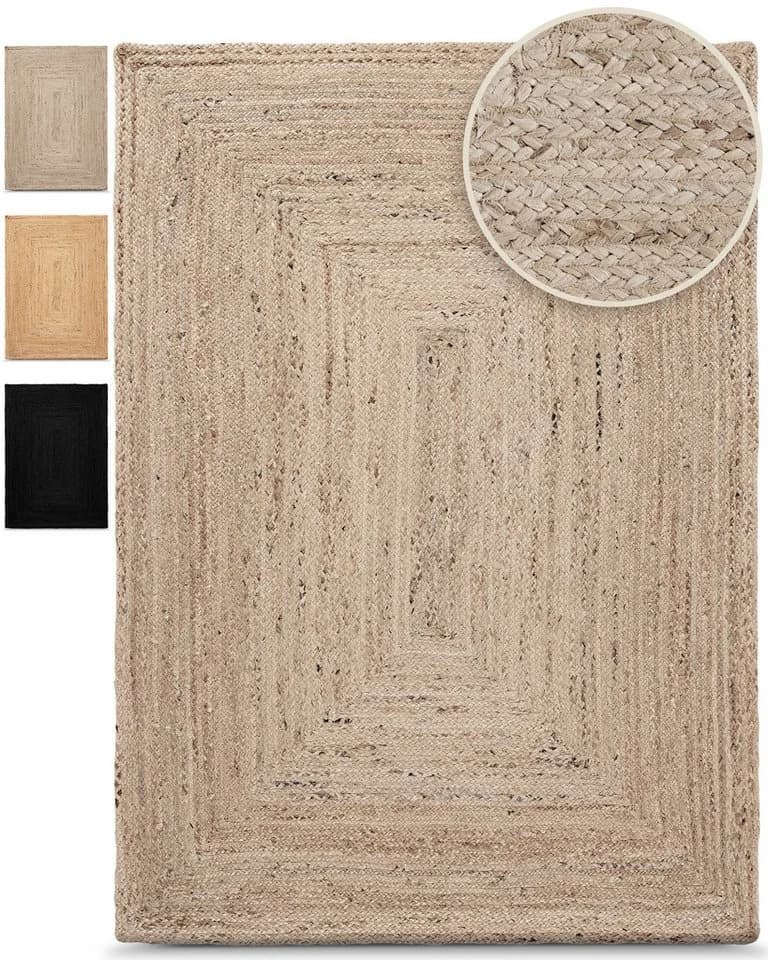 Carpetfine Nele Juteteppich Taupe Handgewebt Wendeteppich - Bild 2