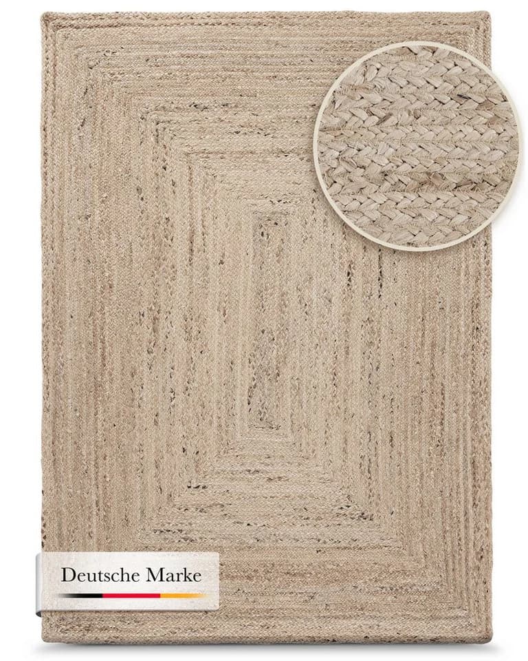 Carpetfine Nele Juteteppich Taupe Handgewebt Wendeteppich - Bild 3