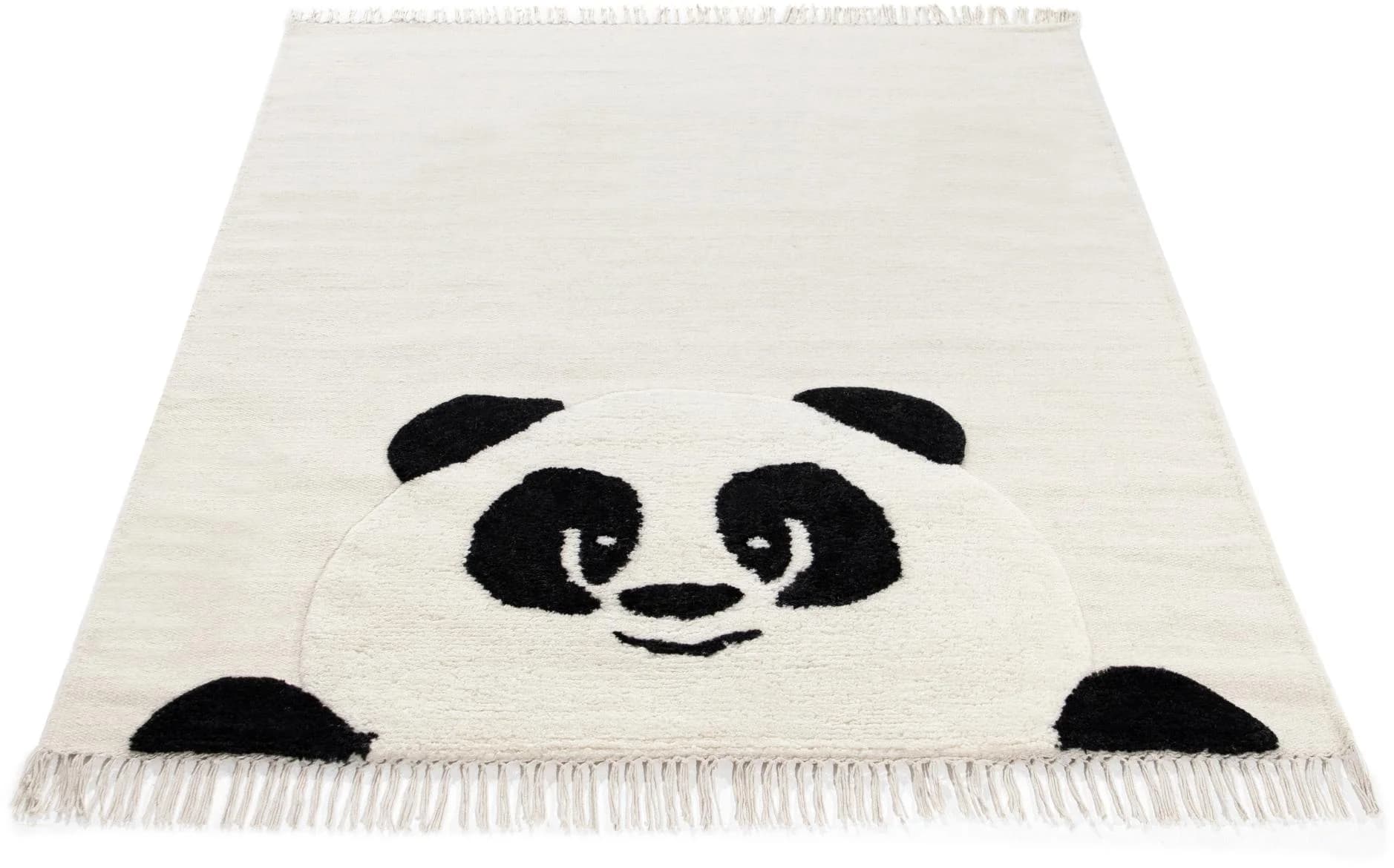 CARPETFINE Kinderteppich Panda Creme 100% Wolle