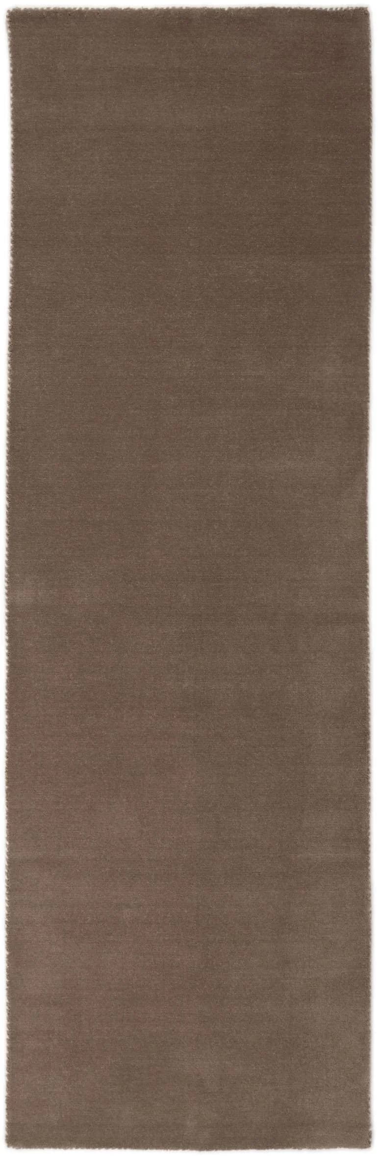CARPETFINE Gabbeh Lola Uni Wollteppich Grau Taupe Handgewebt