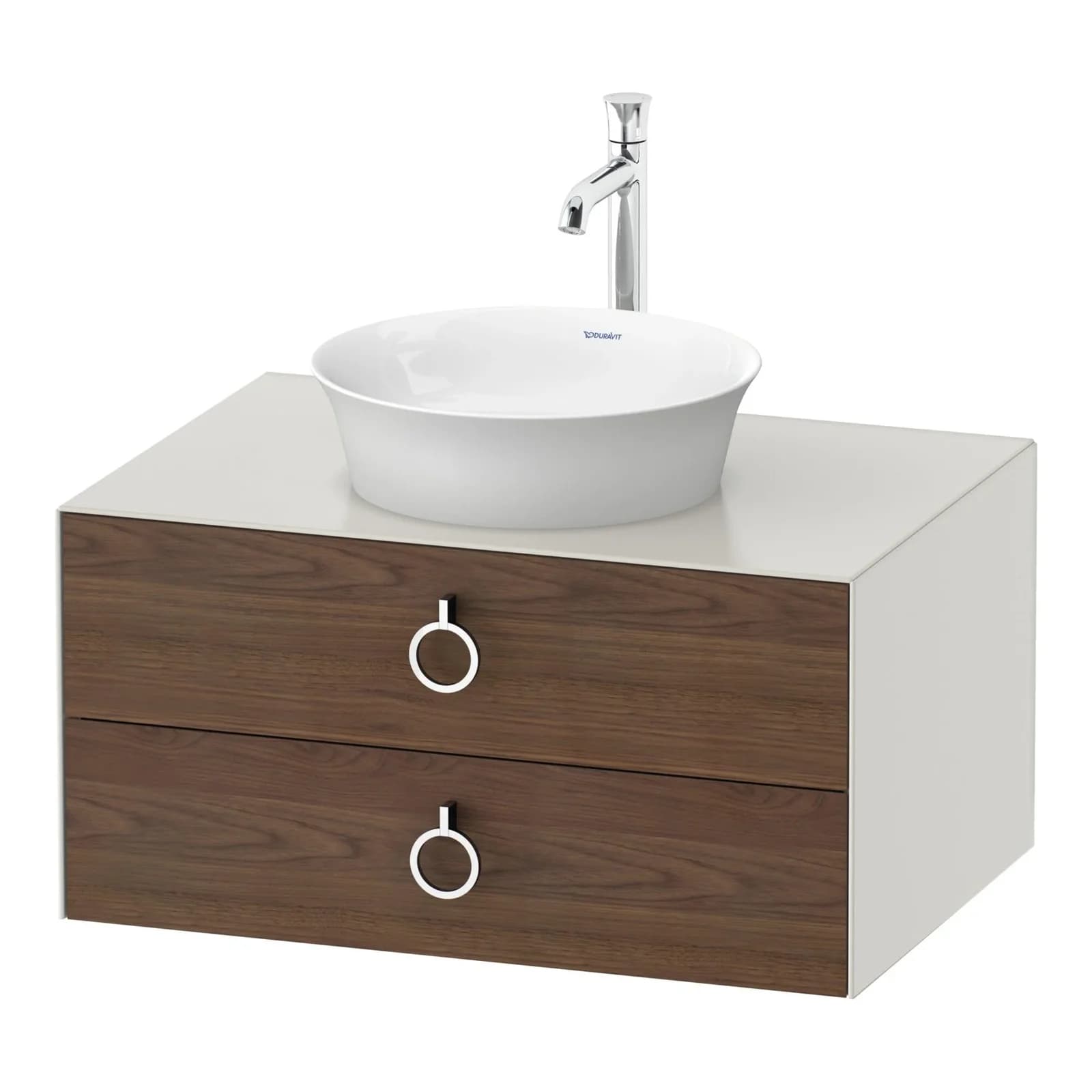 Duravit White Tulip Konsolenwaschtischunterbau Amerikanischer Nussbaum & Nordic Weiß Matt