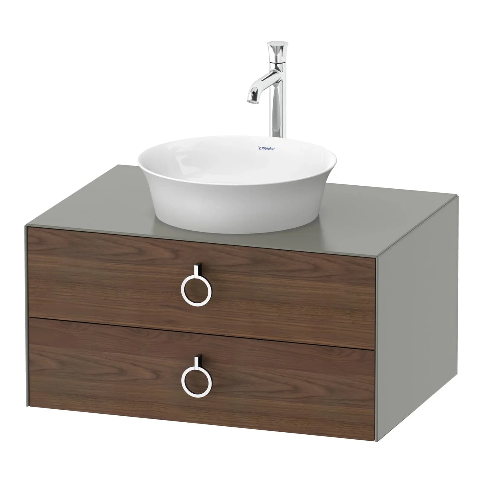Duravit White Tulip Konsolenwaschtischunterbau Amerikanischer Nussbaum & Stein Grau Matt