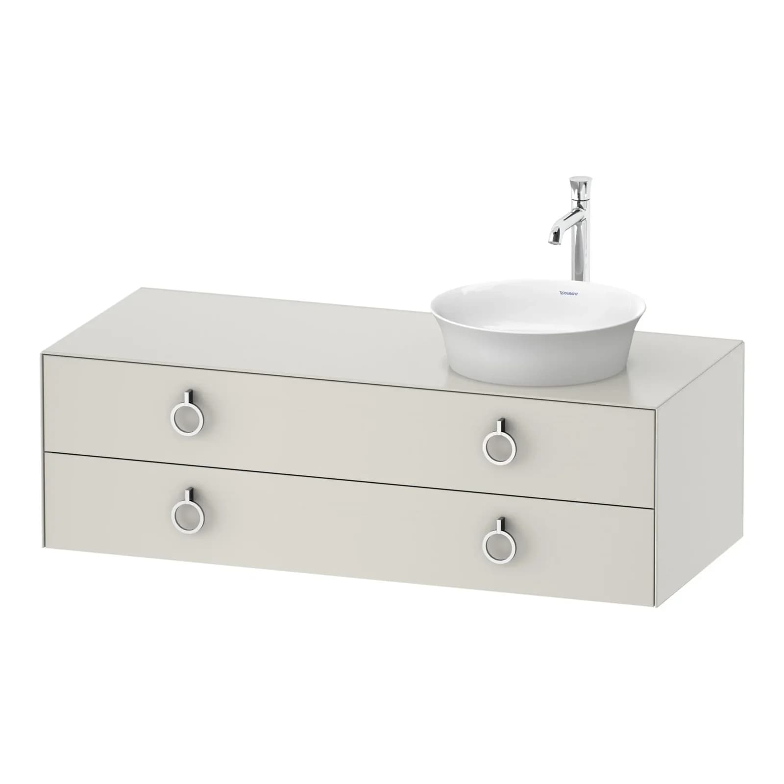 Duravit White Tulip Waschtisch-Unterschrank WT4992R3939 130 x 55 cm Wandhängend 2 Schubkästen mit Griff Becken Rechts