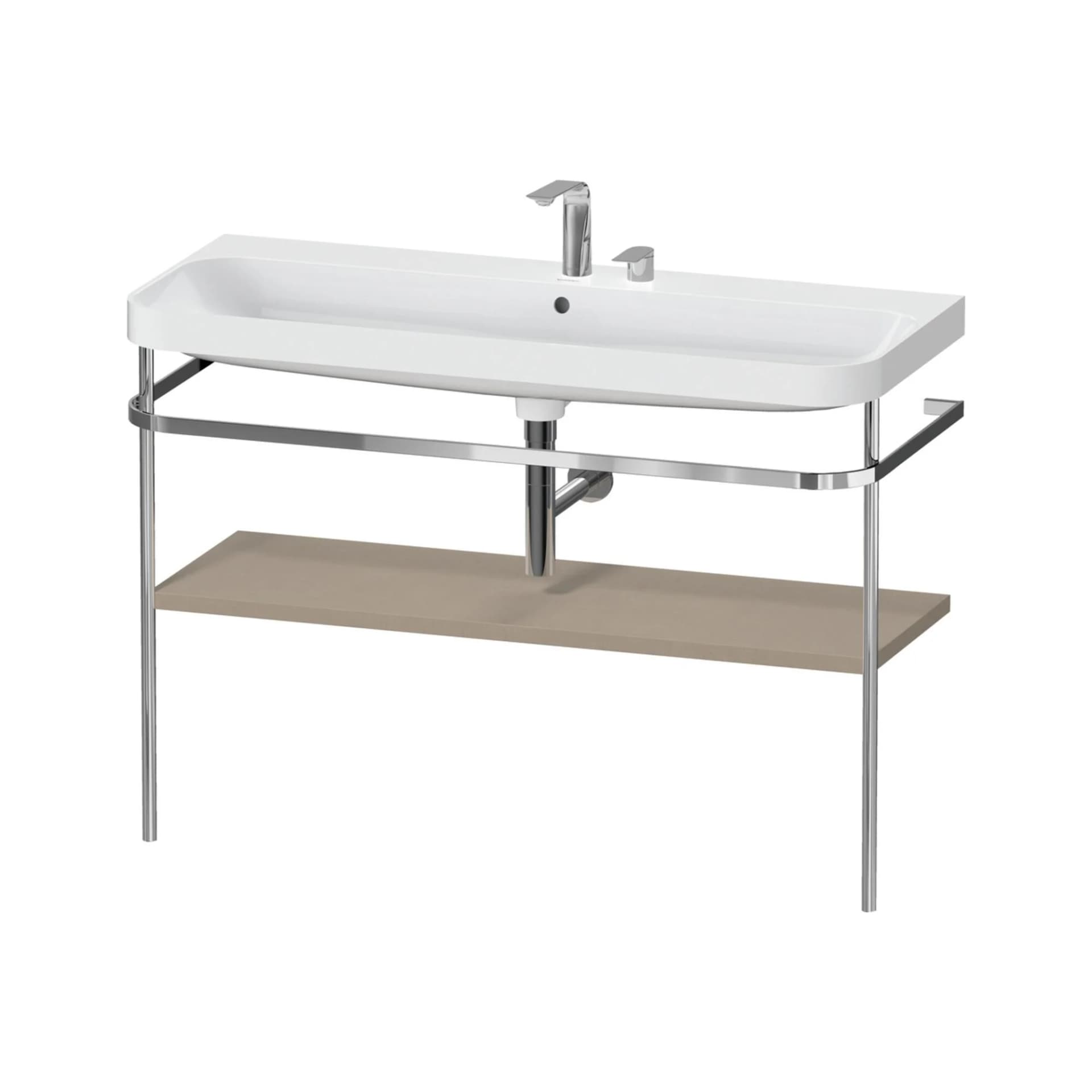 Modernes Waschbecken aus Keramik und Metall in Leinen Matt