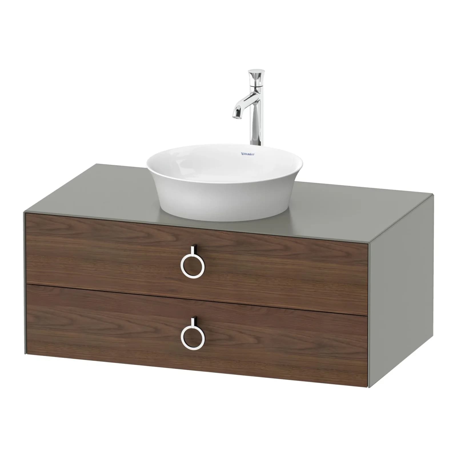 Duravit White Tulip Konsolenwaschtischunterbau Amerikanischer Nussbaum & Stein Grau Matt