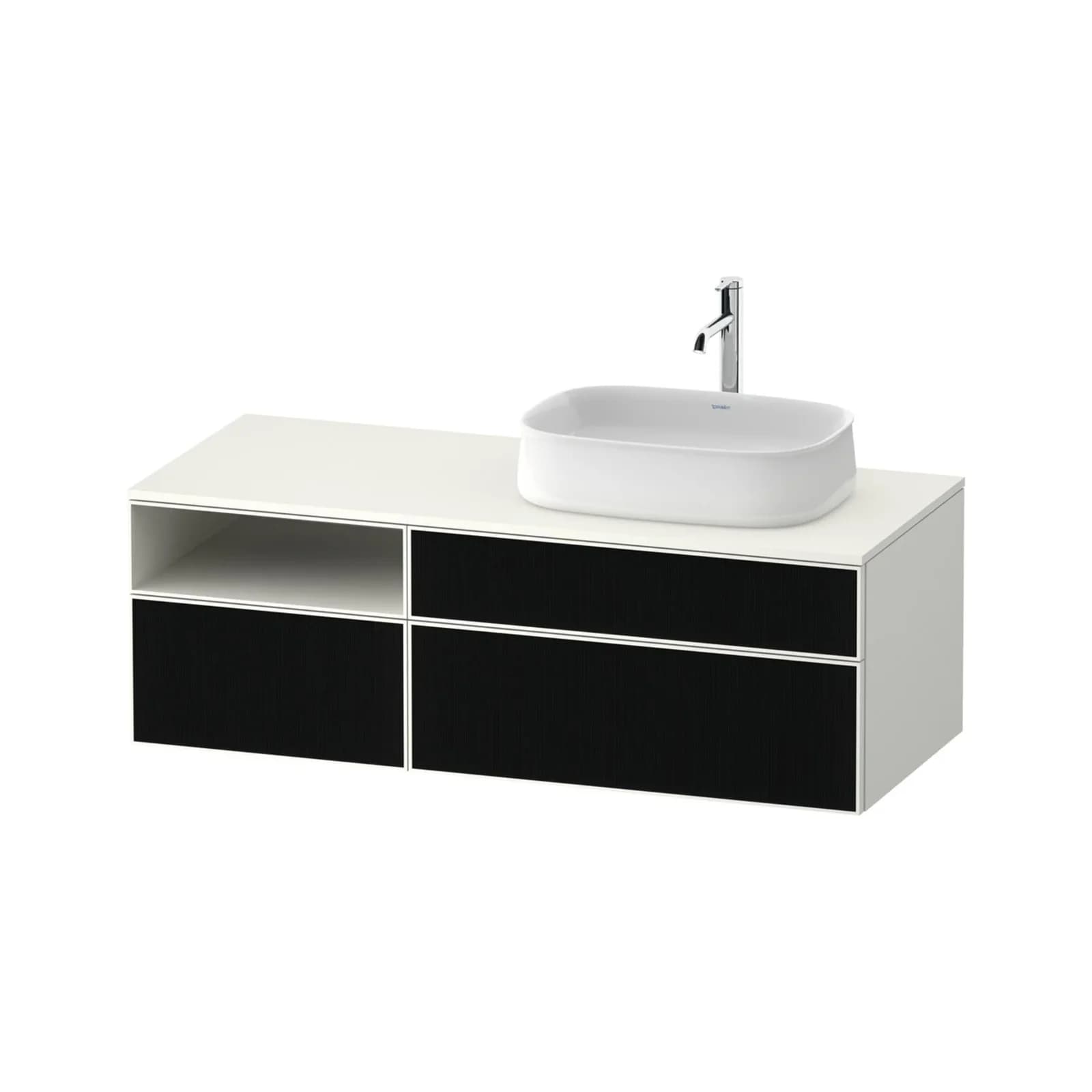 Duravit Zencha Konsolenwaschtischunterbau Schwarz Linienstruktur Weiß Supermatt