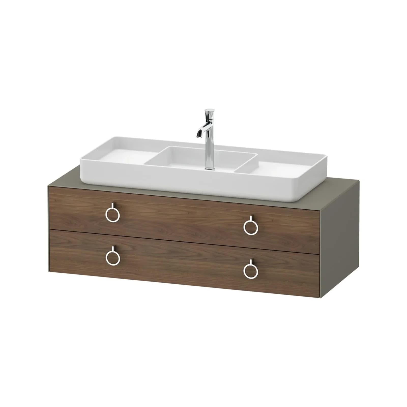 Duravit White Tulip Konsolenwaschtischunterbau Amerikanischer Nussbaum & Stein Grau Matt
