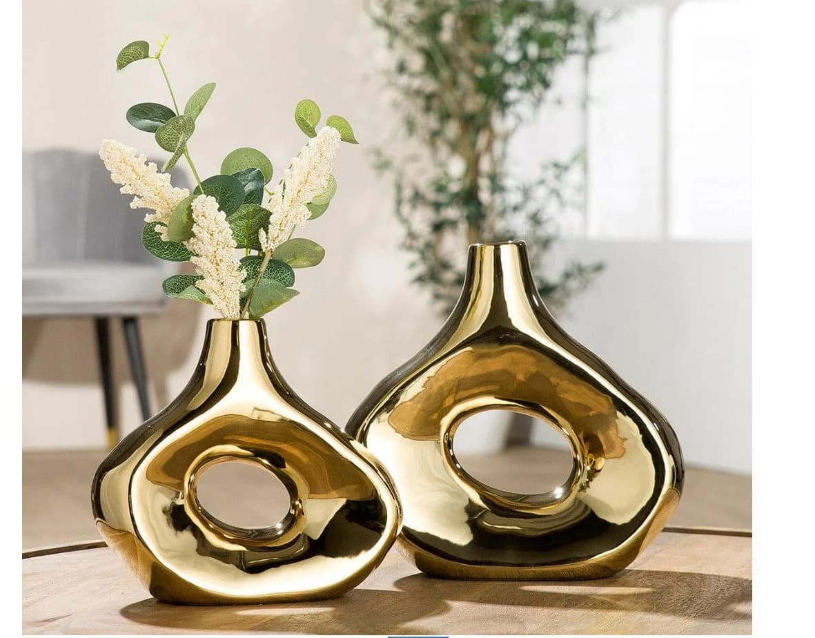 GILDE Dekovase Goldene Vase Malta