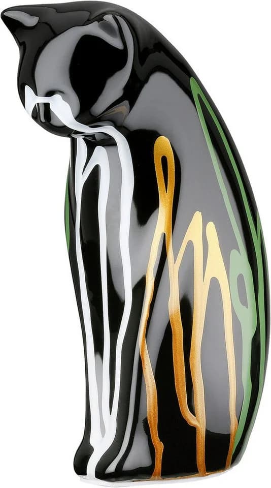 GILDE Skulptur 2tlg. Set Katze Scuro schwarz mit Gold-Grün-Akzenten - Bild 3