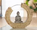Gilde Buddha Dekofigur 19 cm Kunstharz Braun Grau Art Déco Bild 1