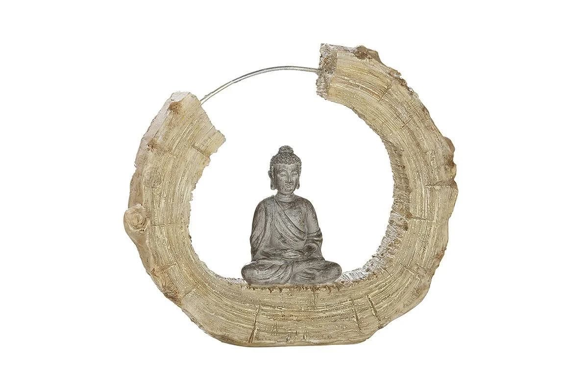 Gilde Buddha Dekofigur 19 cm Kunstharz Braun Grau Art Déco - Bild 2