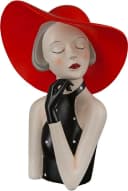 GILDE Dekofigur Lady mit rotem Hut Rot Schwarz Kunstharz Bild 1