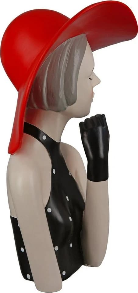 GILDE Dekofigur Lady mit rotem Hut Rot Schwarz Kunstharz - Bild 4