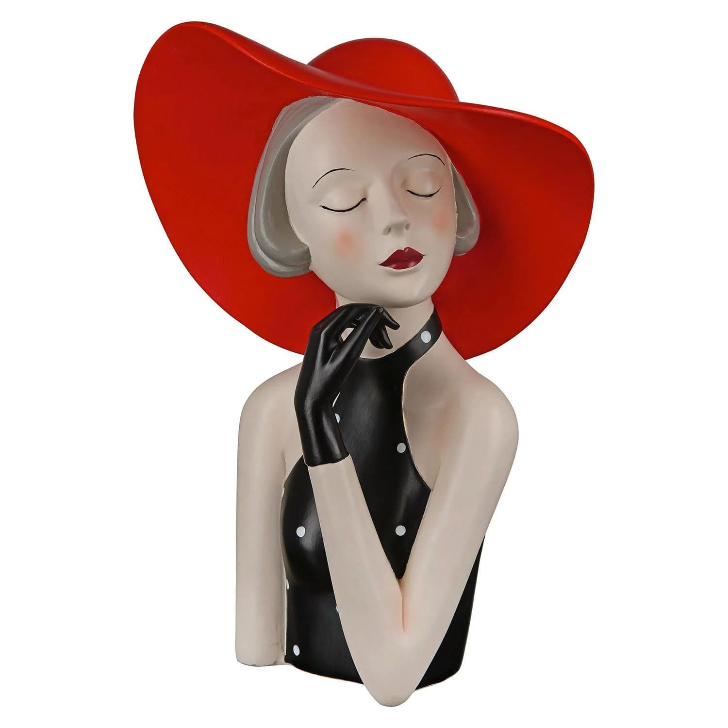GILDE Dekofigur Lady mit rotem Hut Rot Schwarz Kunstharz - Bild 5