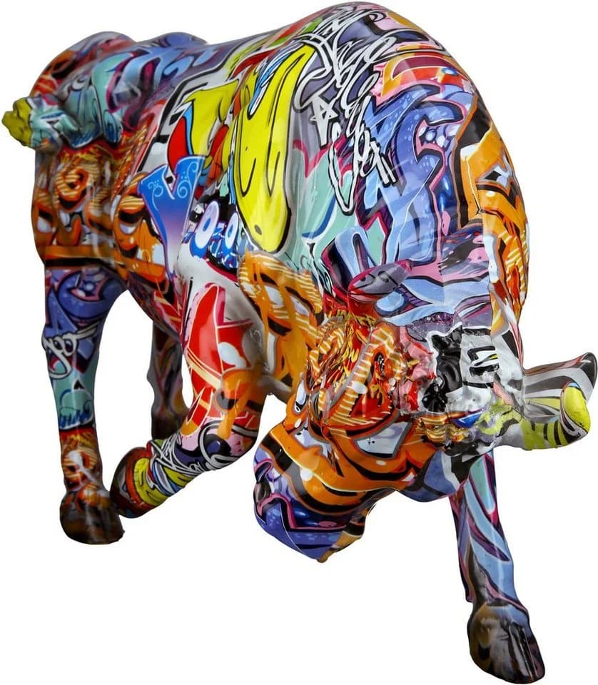 CASABLANCA BY GILDE Stier Street Art Dekofigur Bunt Kunstharz