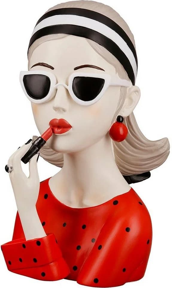 GILDE Dekofigur Lady mit rotem Lippenstift Bunt Kunstharz - Bild 2