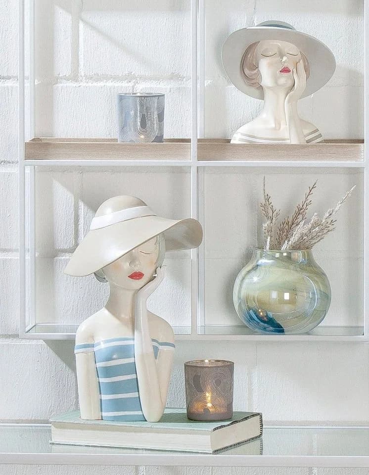 GILDE Dekofigur Figur Lady Beige Creme Weiß Kunstharz