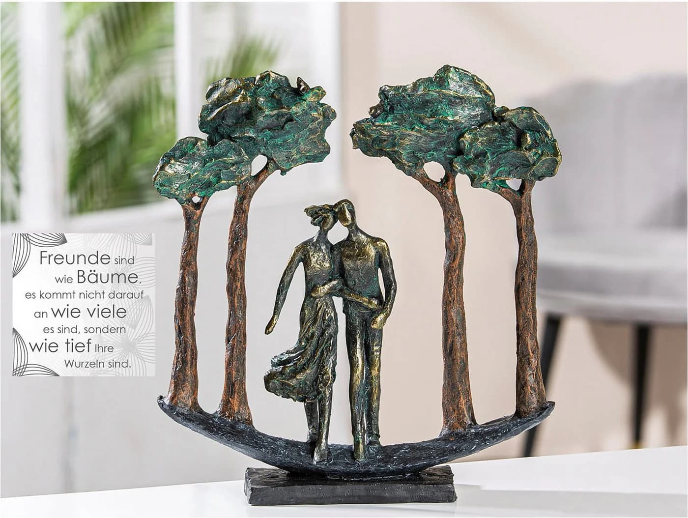 Casablanca by Gilde Dekofigur Skulptur 'Under Trees' Kunstharz Bronzefarben - Bild 2
