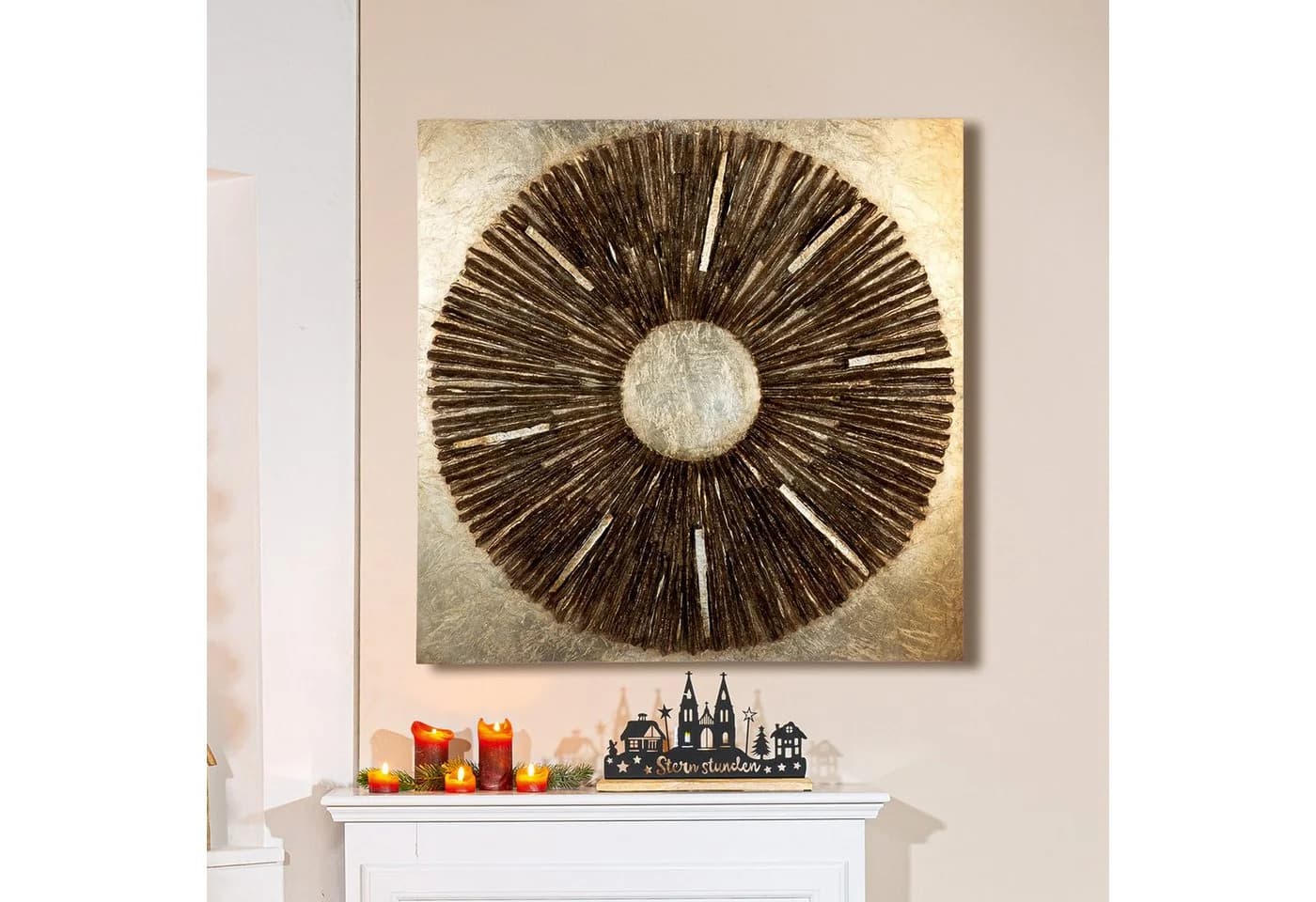 GILDE Wandbild ALTINOH Gold Kunstharz Holz 80x80cm