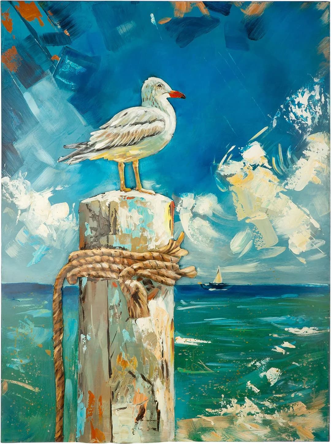 Gilde Metallbild Coast Bird Blau 3D Optik Handgefertigt