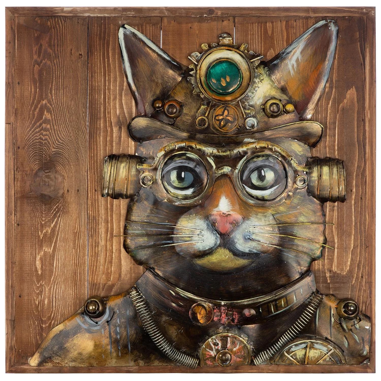 GILDE Leinwandbild Steampunk Cat 50x50 cm Braun 3D-Optik