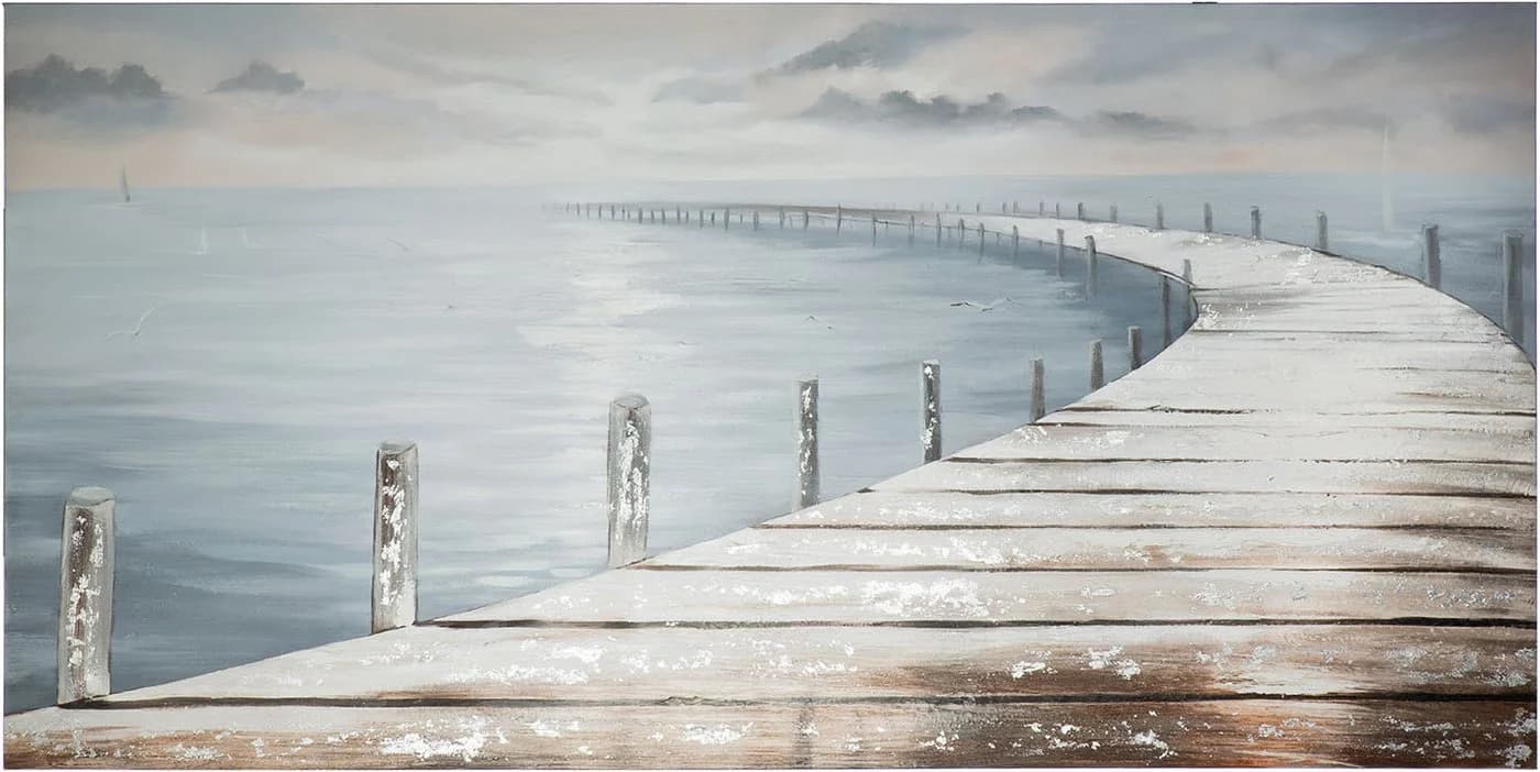 GILDE Leinwandbild Steg Blau Handbemalt Maritim - Bild 2