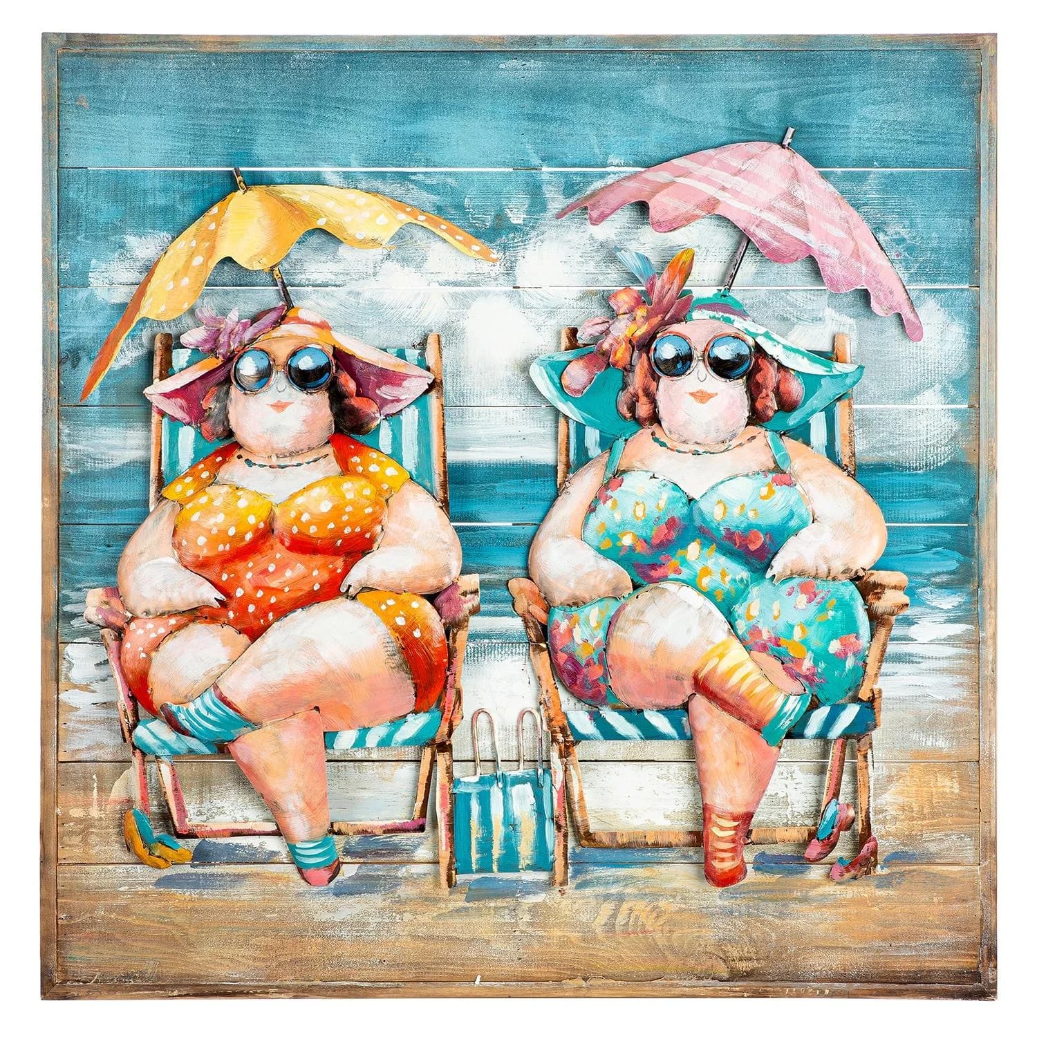 Gilde Wandbild Sun Ladies 80x80 cm Metall & Holz 3D-Optik