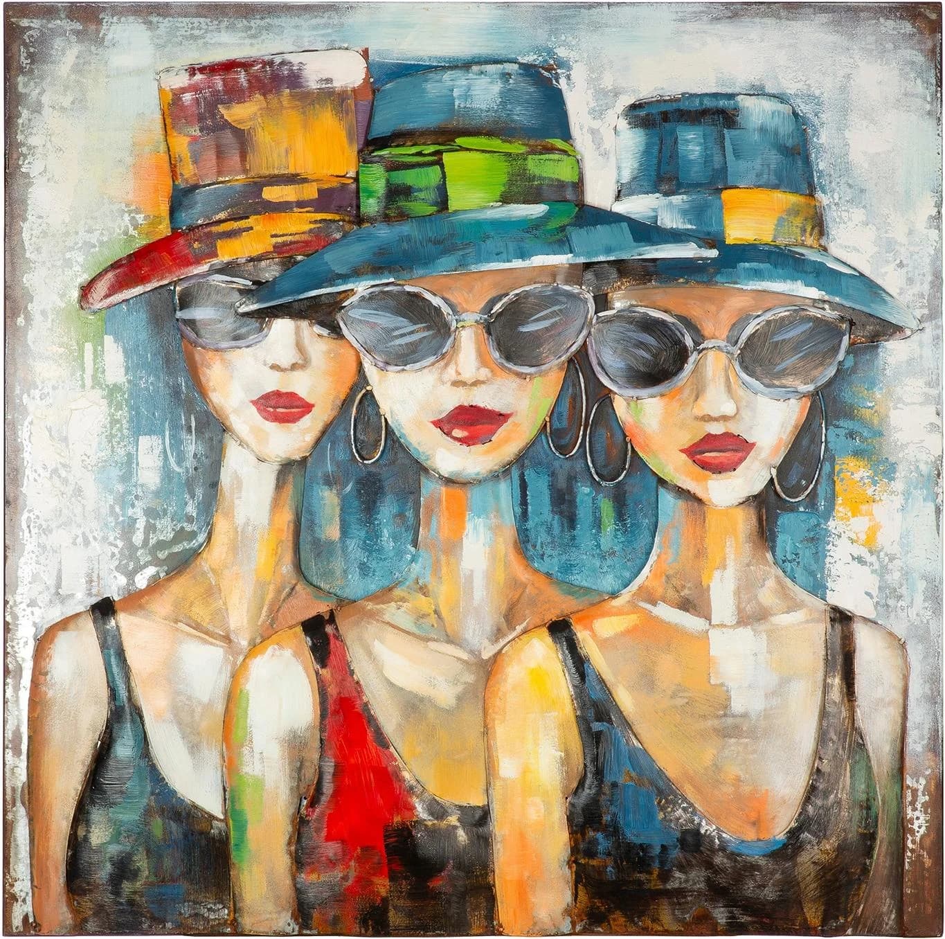 Gilde Metallbild Red Lips Society Quadratisch Bunt 3D-Optik