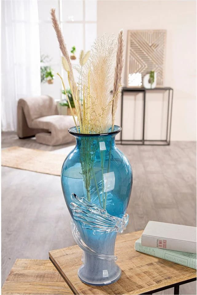 Tischvase CASABLANCA BY GILDE Vase Wave Blau